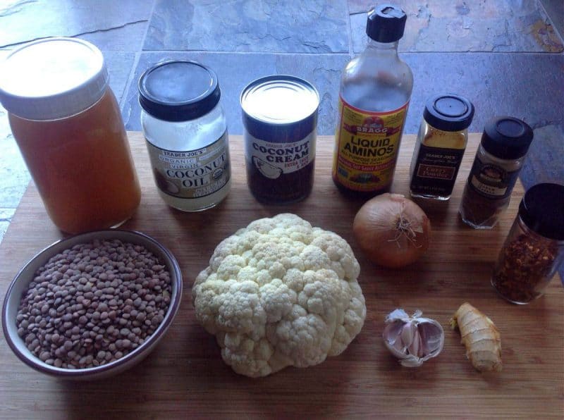 lentil curry ingredients