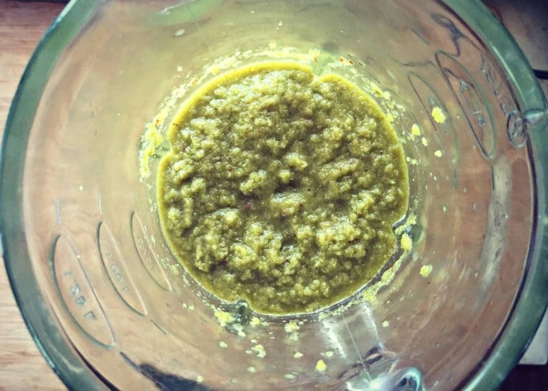 fermented chilis in a blender