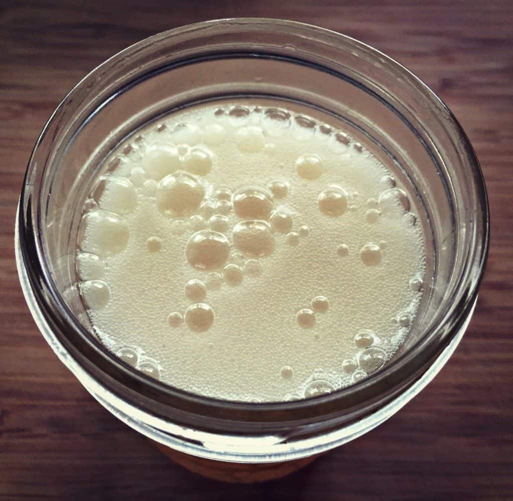 fermented soda bubbles in a glass