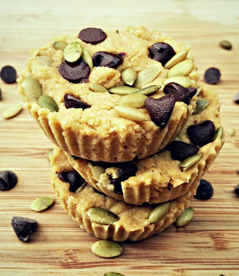 stack of three no bake pumpking coconut cups