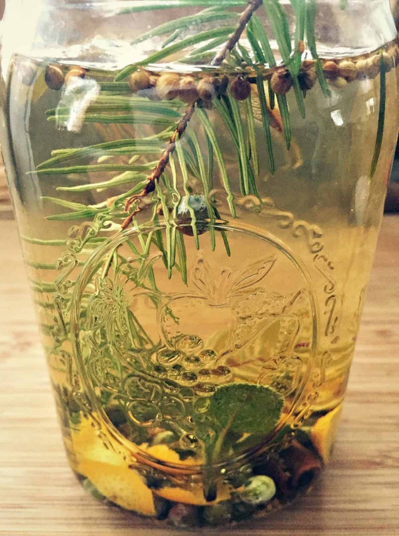infused winter gin in a jar