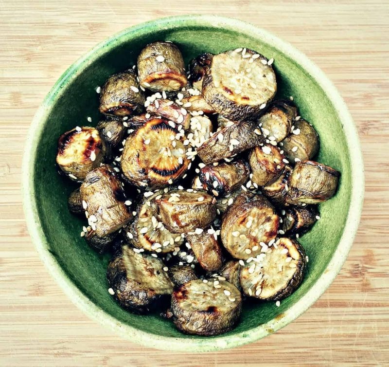 roasted burdock root in a bowl