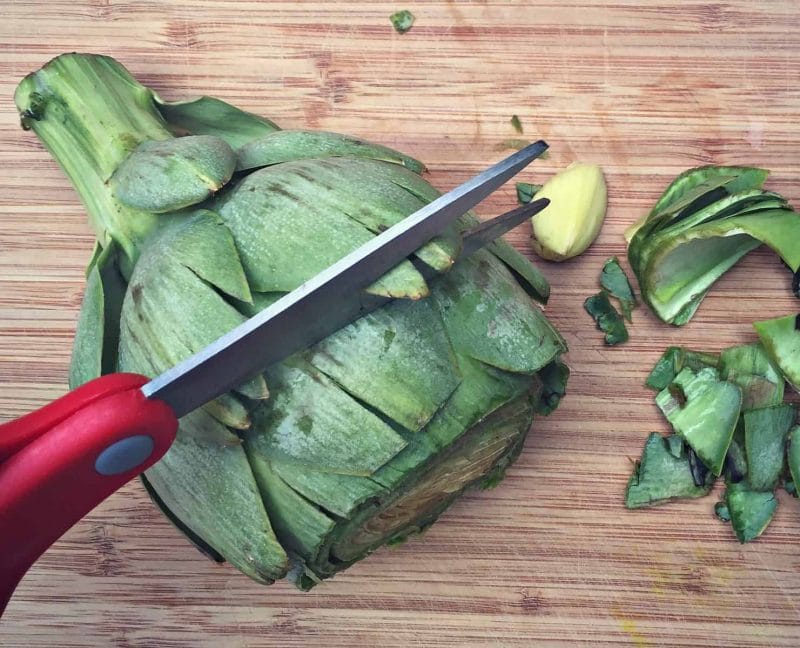 cut artichoke leaf tips