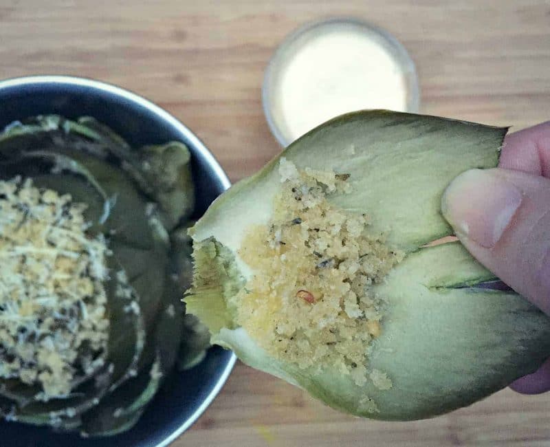 stuffed artichoke leaf