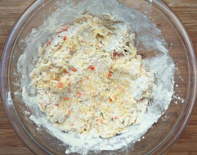 bowl of calendula shortbread cookie dough