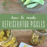 Sliced cucumbers and pickling spices, and two jars of refrigerator pickles.