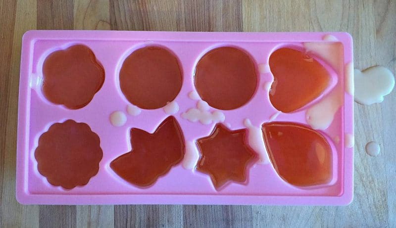 pour lotion bar into mold