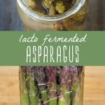 A jar of fermented asparagus with garlic.