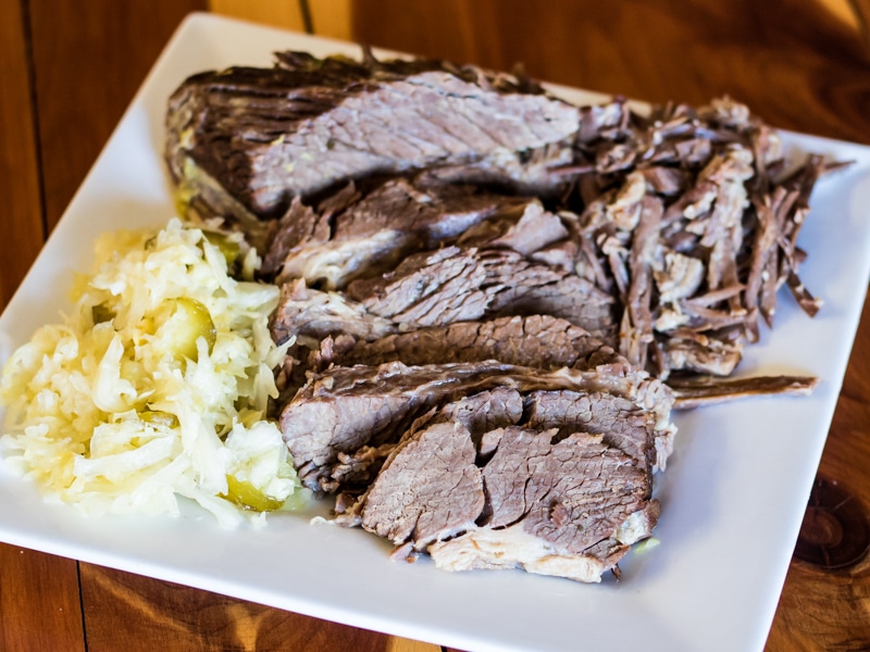 corned beef and sauerkraut on a plate