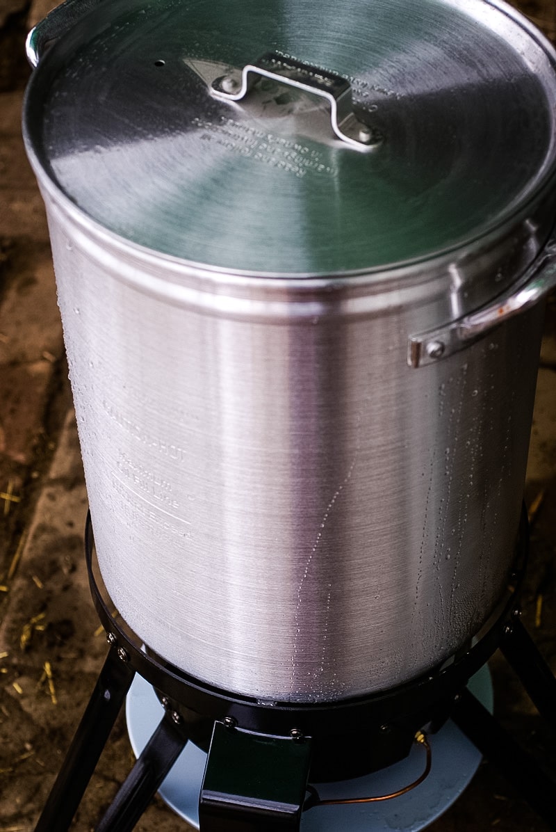 a large pot for boiling sap